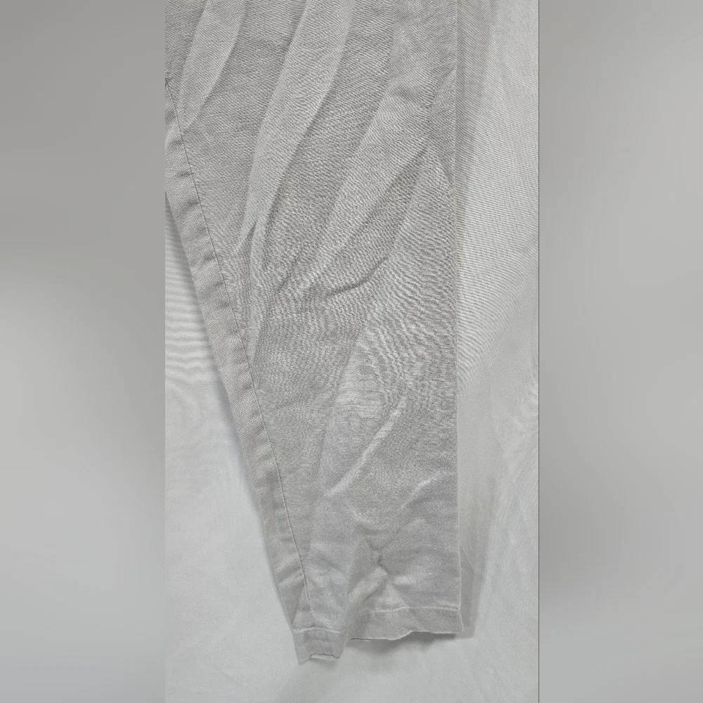 Vince women S cropped linen‎ pants gray pull on travel beach drawstring festival
